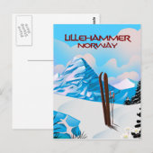 Lillehammer Noorwegen ski poster. Briefkaart (Voorkant / Achterkant)