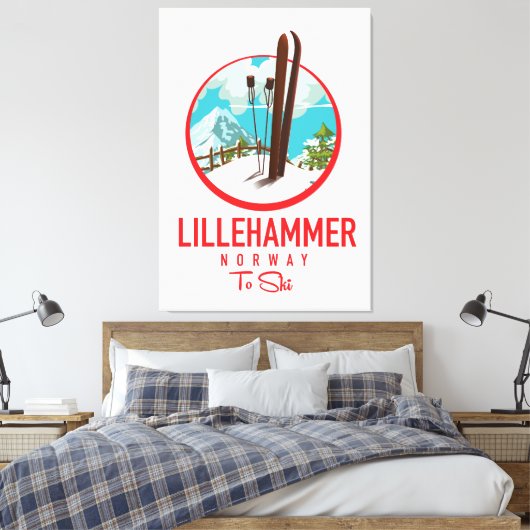 Lillehammer Norway Ski logo Canvas Afdruk (Insitu (Slaapkamer))