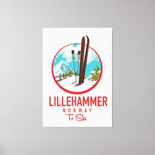 Lillehammer Norway Ski logo Canvas Afdruk (Voorkant)