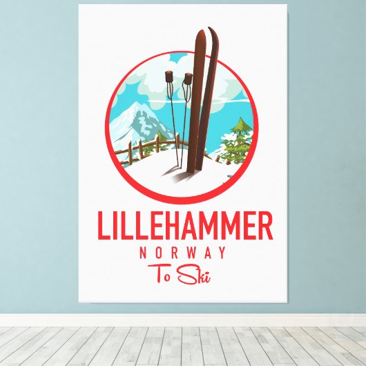 Lillehammer Norway Ski logo Canvas Afdruk (Insitu (Houten vloer))