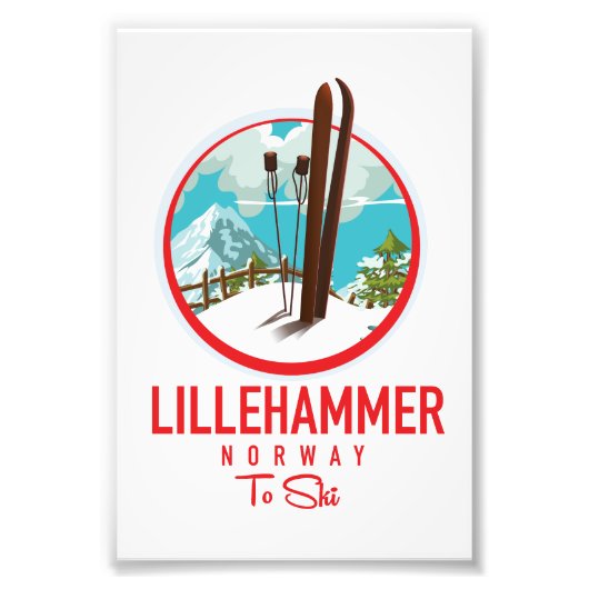 Lillehammer Norway Ski logo Foto Afdruk (Voorkant)