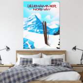 Lillehammer Norway Ski poster. Canvas Afdruk (Insitu (Slaapkamer))
