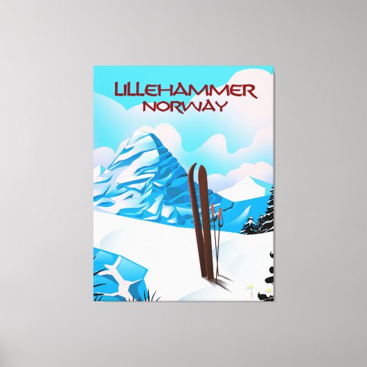 Lillehammer Norway Ski poster. Canvas Afdruk (Voorkant)