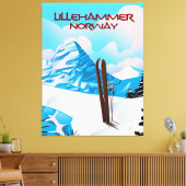 Lillehammer Norway Ski poster. Canvas Afdruk (Insitu (Woonkamer))