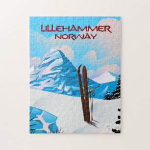 Lillehammer Norway Ski poster. Legpuzzel
