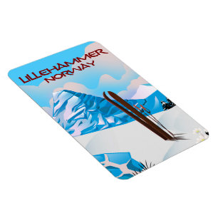 Lillehammer Norway Ski poster. Magneet