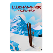 Lillehammer Norway Ski poster. Magneet (Verticaal)