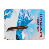 Lillehammer Norway Ski poster. Magneet (Horizontaal)