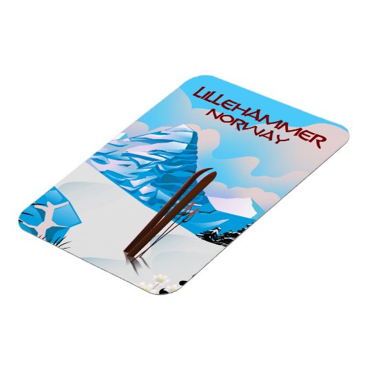 Lillehammer Norway Ski poster. Magneet (Linkerzijde)