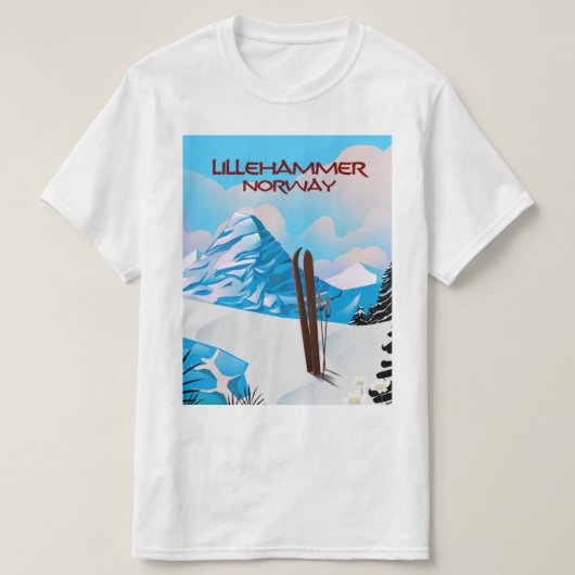 Lillehammer Norway Ski poster. T-shirt (Design voorkant)