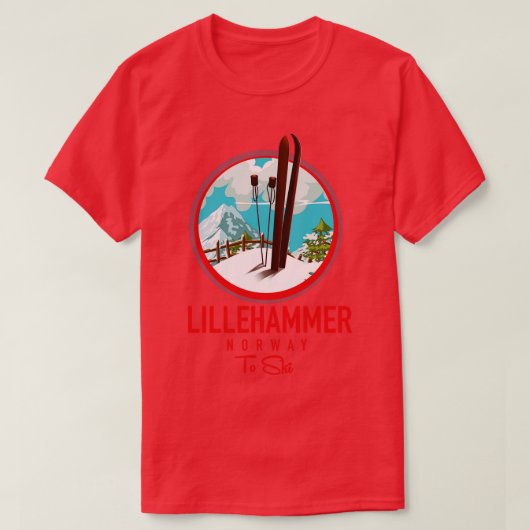 Lillehammer Norway Ski T-shirt (Design voorkant)