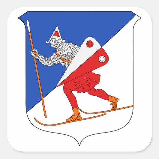Lillehammer wapenschild vierkante sticker (Voorkant)