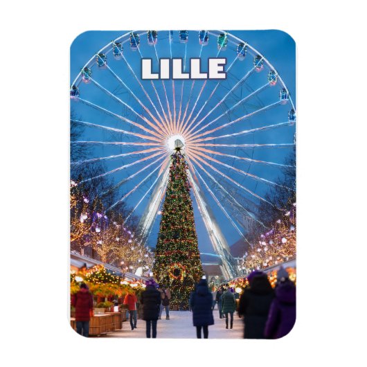 Lille's Festive Glow: A Magical Christmas Market Magneet (Verticaal)