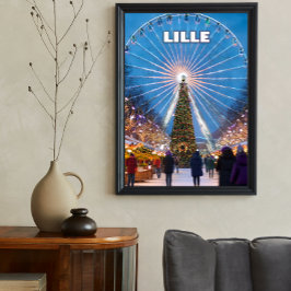 Lille's Festive Glow: A Magical Christmas Market Poster