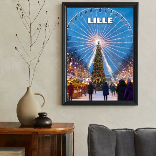 Lille's Festive Glow: A Magical Christmas Market Poster
