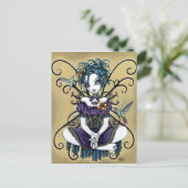 "Lillian" Gothic Hummingbird Fairy Art Briefkaart (Staand voorkant)