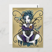 "Lillian" Gothic Hummingbird Fairy Art Briefkaart (Voorkant / Achterkant)