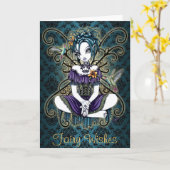 "Lillian" Gothic Hummingbird Fairy Art Kaart (Gele Bloem)