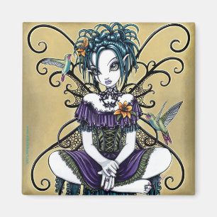 "Lillian" Gothic Hummingbird Fairy Art Magnet