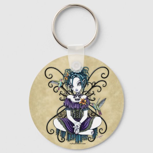 "Lillian" Gothic Hummingbird Fairy Art Sleutelhang Sleutelhanger (Voorkant)