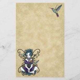 "Lillian" Gothic Hummingbird Fairy Art Stationery Briefpapier