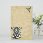 "Lillian" Gothic Hummingbird Fairy Art Stationery Briefpapier (Staand voorkant)