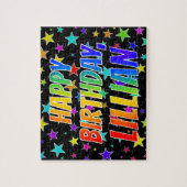 "LILLIAN" voornaam, geun "HAPPY BIRTHDAY" Legpuzzel (Verticaal)