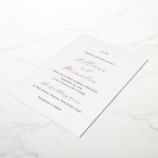 Lilliana Elegant Modern Wedding Folie Uitnodiging (Gedraaid)