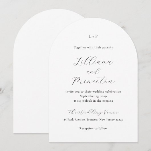 Lilliana Elegant Modern Wedding Kaart (Voorkant / Achterkant)