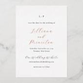 Lilliana Elegant Modern Wedding Save the Date Folie Uitnodiging (Voorkant)