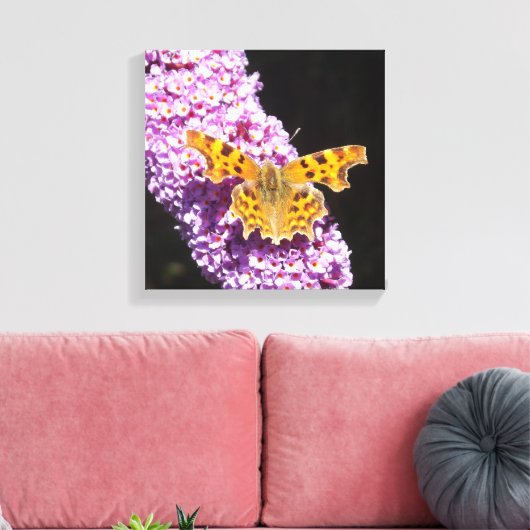 Lillic Flower met een vlinder erop Canvas Afdruk (Insitu (Woonkamer))