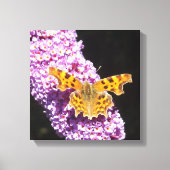 Lillic Flower met een vlinder erop Canvas Afdruk (Voorkant)