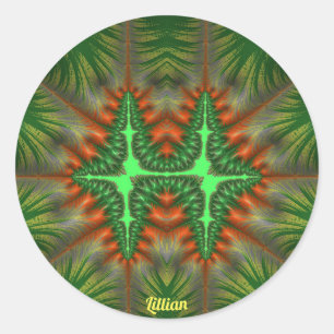 LILLIË 3D! Rood en groen ~ Ronde Sticker