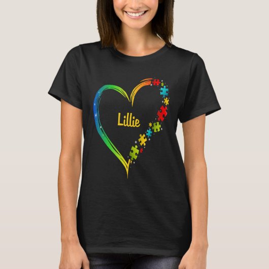 Lillie autism awareness heart puzzle idea 2020 t-shirt (Voorkant)