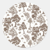 LILLIE Brown Bloemen Huwelijksuitnodigingen Ronde Sticker (Voorkant)