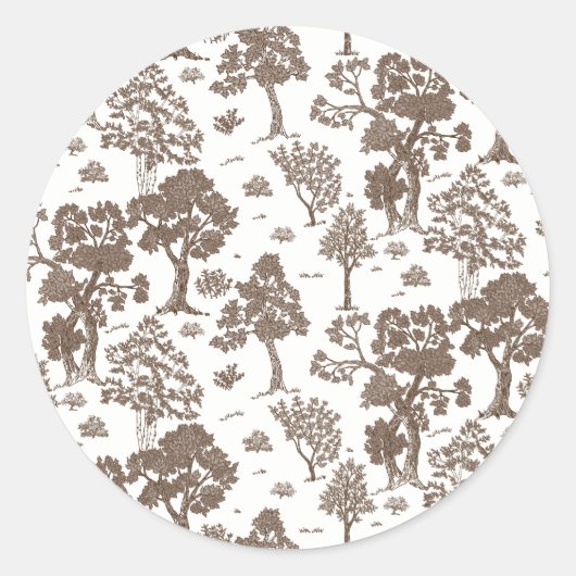 LILLIE Brown Bloemen Huwelijksuitnodigingen Ronde Sticker (Voorkant)