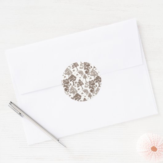 LILLIE Brown Bloemen Huwelijksuitnodigingen Ronde Sticker (Envelop)