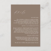 LILLIE Elegant Mocha Bruin Trouwdetails Informatiekaartje (Voorkant)