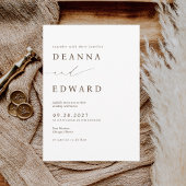 LILLIE Elegante Bruine Huwelijksuitnodiging Kaart