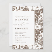 LILLIE Elegante Mocha Bruine Huwelijksuitnodiging Kaart (Voorkant)