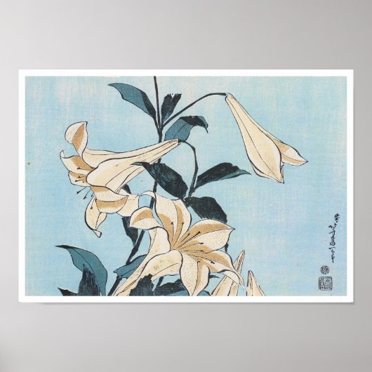 Lillies, Hokusai, 1832 Poster (Voorkant)