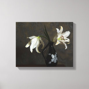 lillies in een vase verpakte canvasafdruk canvas afdruk