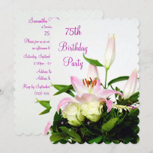 Lillies & Rozen Boeket 75ste Verjaardag Kaart