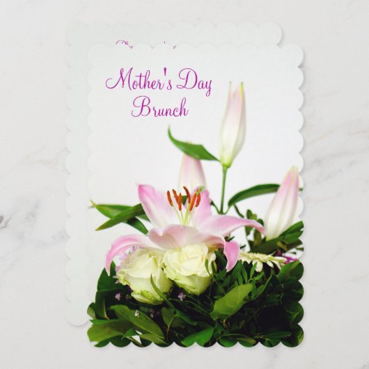Lillies & Rozen Bouquet Moederdag Brunch Kaart (Voorkant / Achterkant)