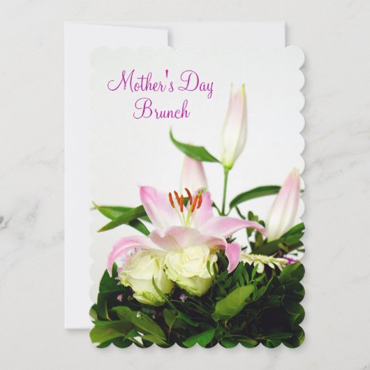 Lillies & Rozen Bouquet Moederdag Brunch Kaart (Voorkant)
