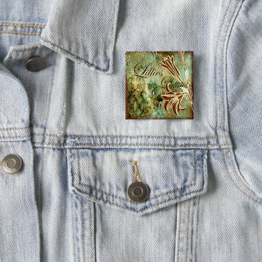 Lillies Vierkante Button 5,1 Cm (In situ)