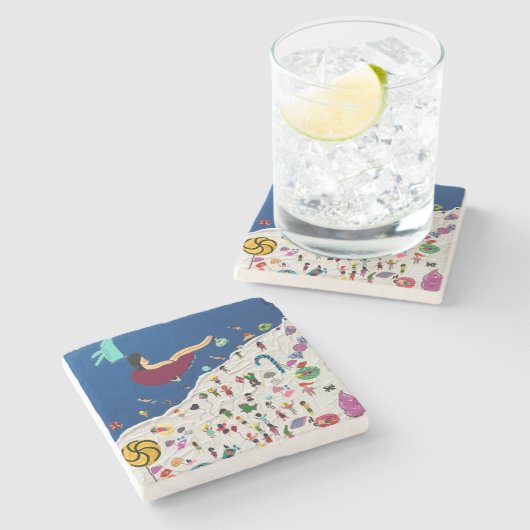 Lilliputian's Beach Party Stenen Onderzetter (Zijkant)