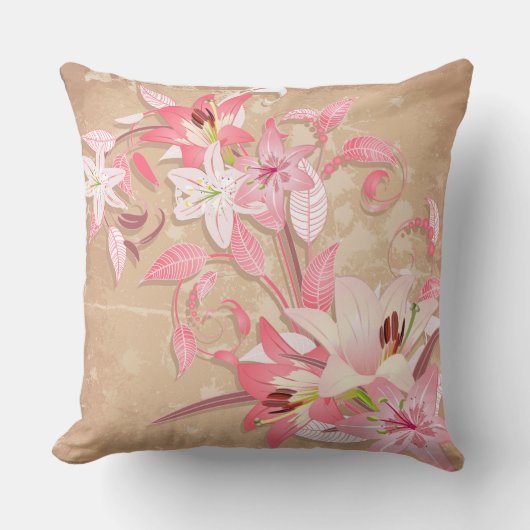 Lillium Bloem Illustratie Kussensloop Kussen (Voorkant)