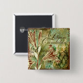 Lillium Candidum Vierkante Button 5,1 Cm (Voorkant /achterkant)