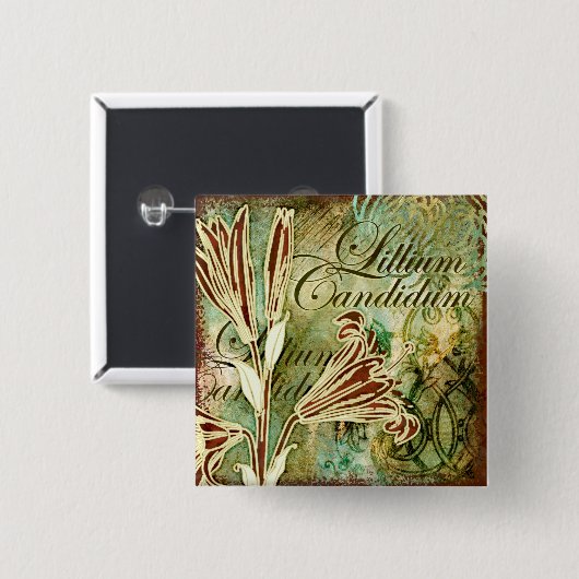 Lillium Candidum Vierkante Button 5,1 Cm (Voorkant /achterkant)